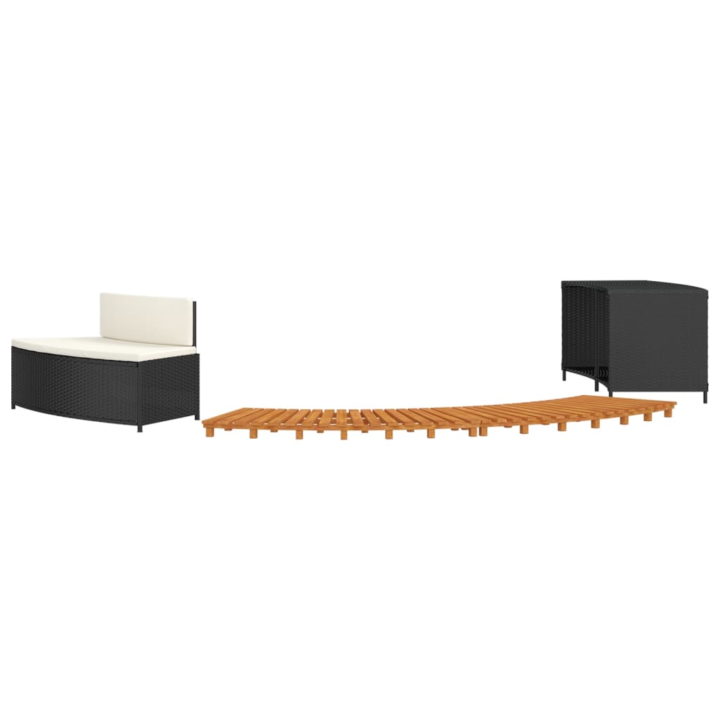 Vidaxx contour de spa polyrotin et bois d'acacia massif noir