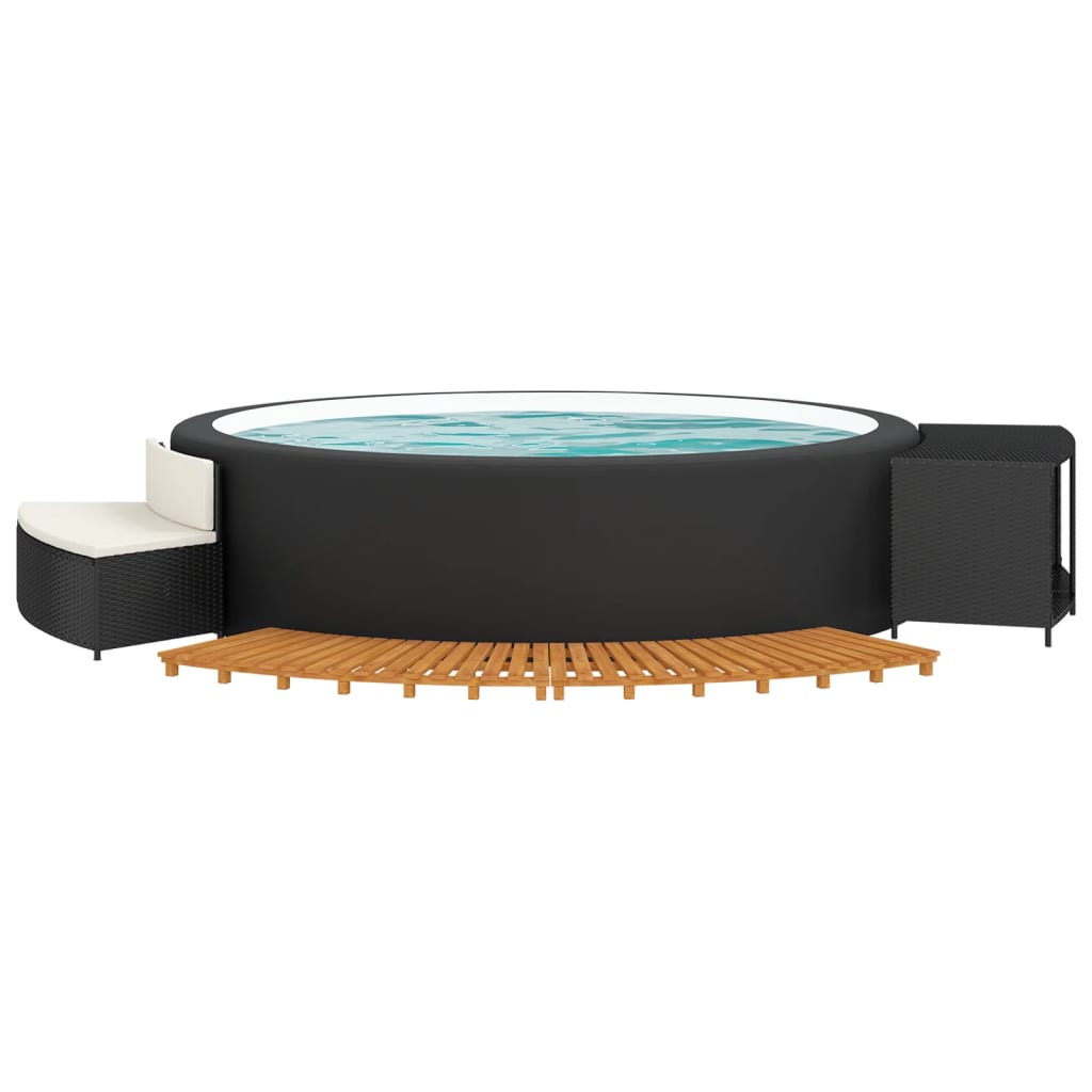Vidaxx contour de spa polyrotin et bois d'acacia massif noir