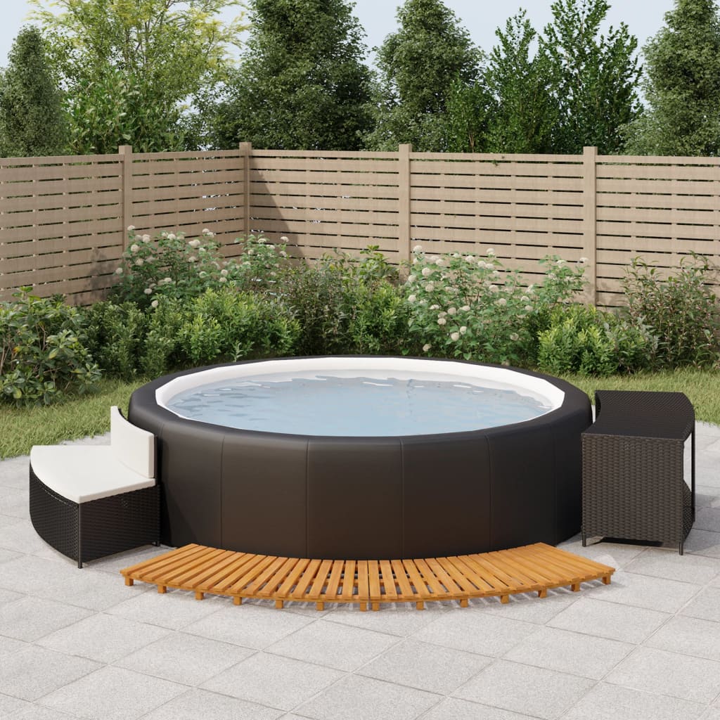 Vidaxx contour de spa polyrotin et bois d'acacia massif noir