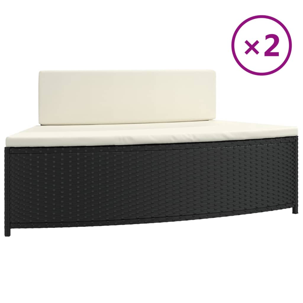 VidaXL bancs de spa avec coussins 2 pcs poly rotin noir