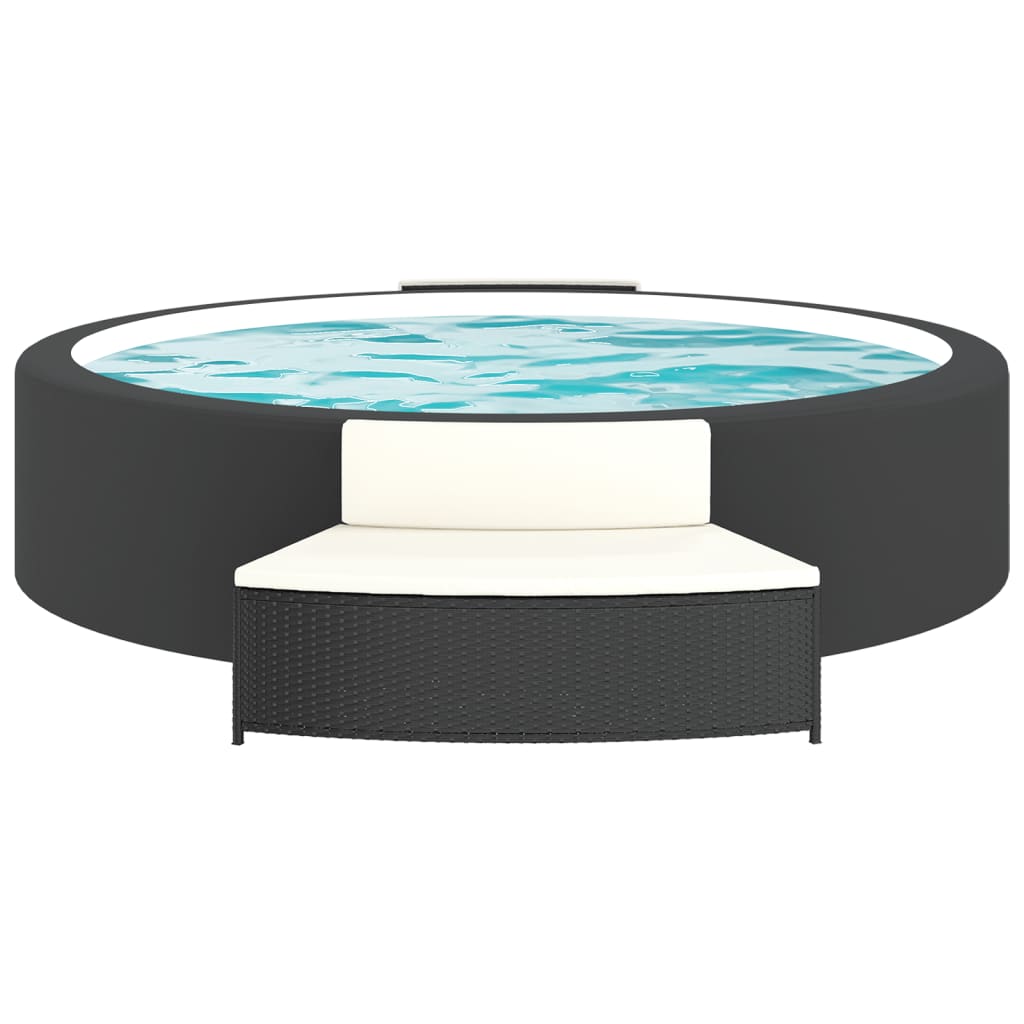 VidaXL bancs de spa avec coussins 2 pcs poly rotin noir
