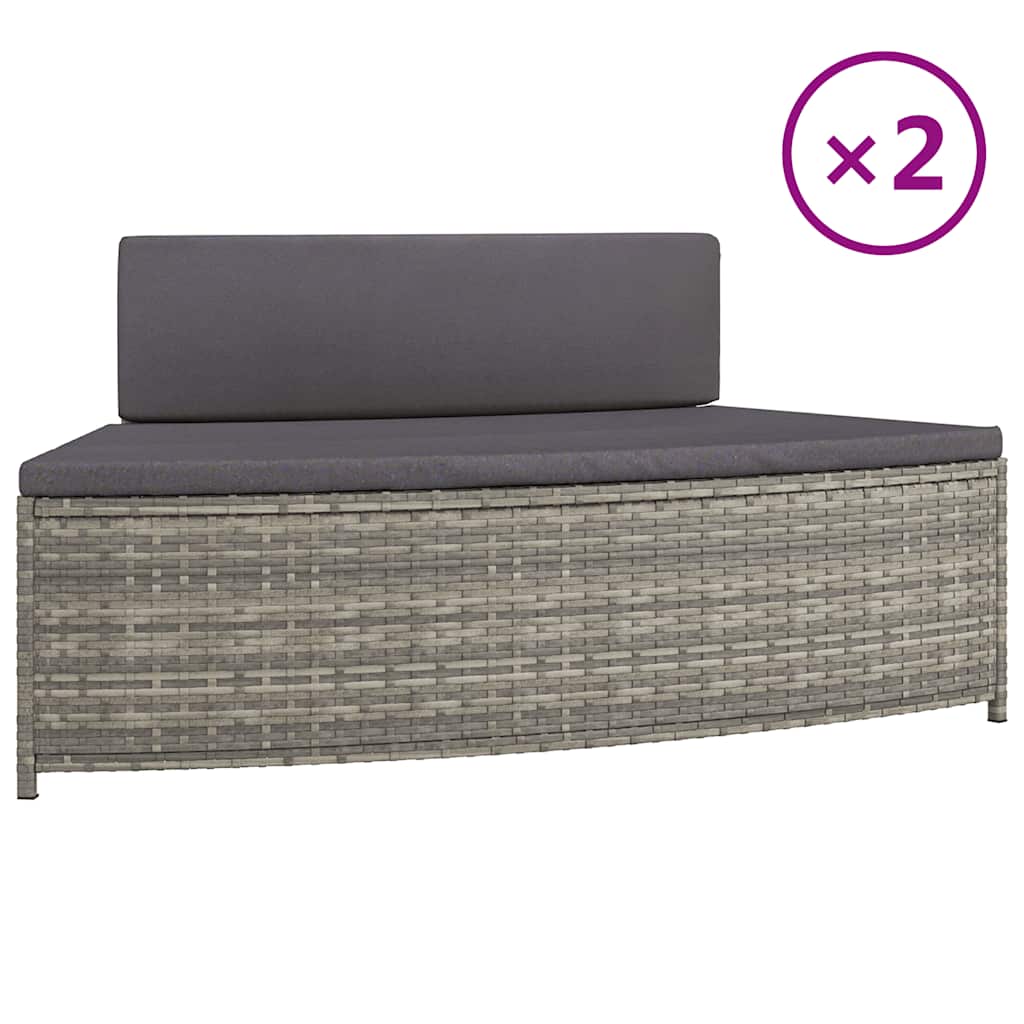 VidaXL bancs de spa avec coussins 2 pcs poly rotin gris
