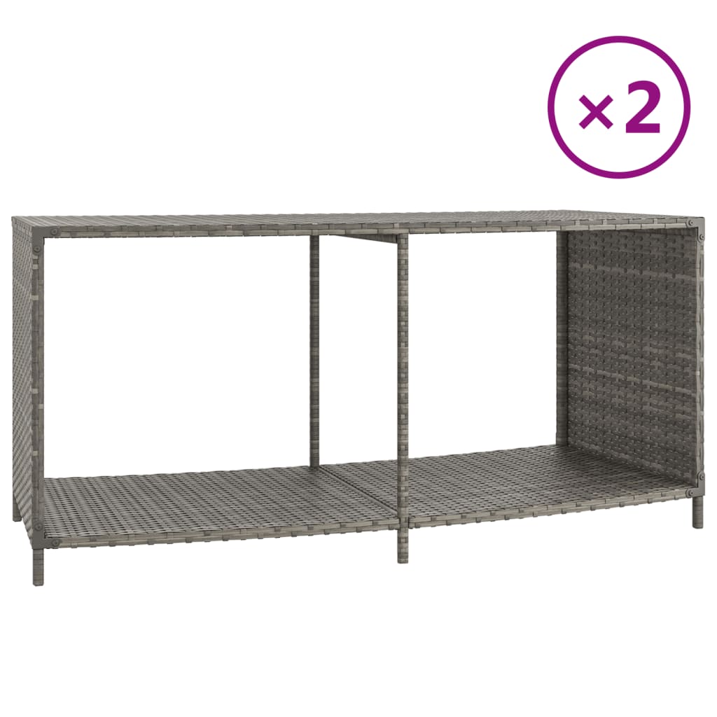 Vidaxx étagères de rangement 2 pcs poly rotin gris