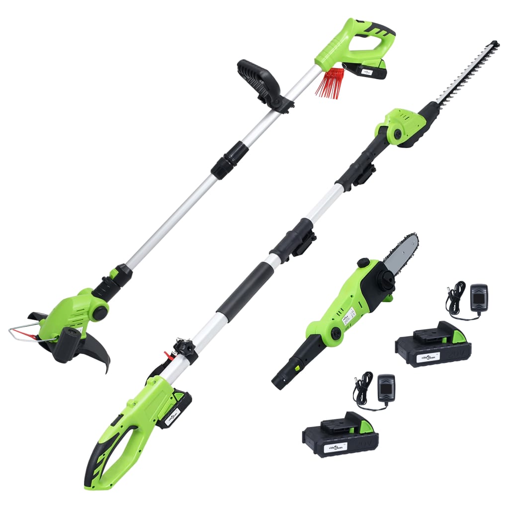Ensemble d'outils de jardin sans fil VidaXL 3 pièces avec chargeurs et batteries