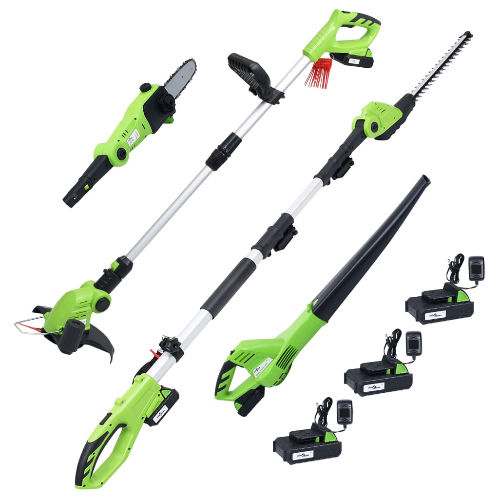 VidaXL Ensemble d'outils de jardinage sans fil 4 pièces avec chargeurs et batteries