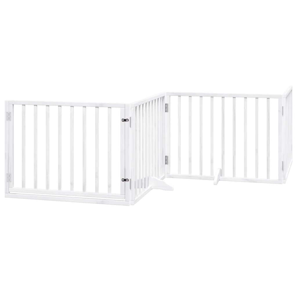 VidaXL Barrière pour chien pliable avec porte 4 panneaux 320 cm bois de peuplier blanc
