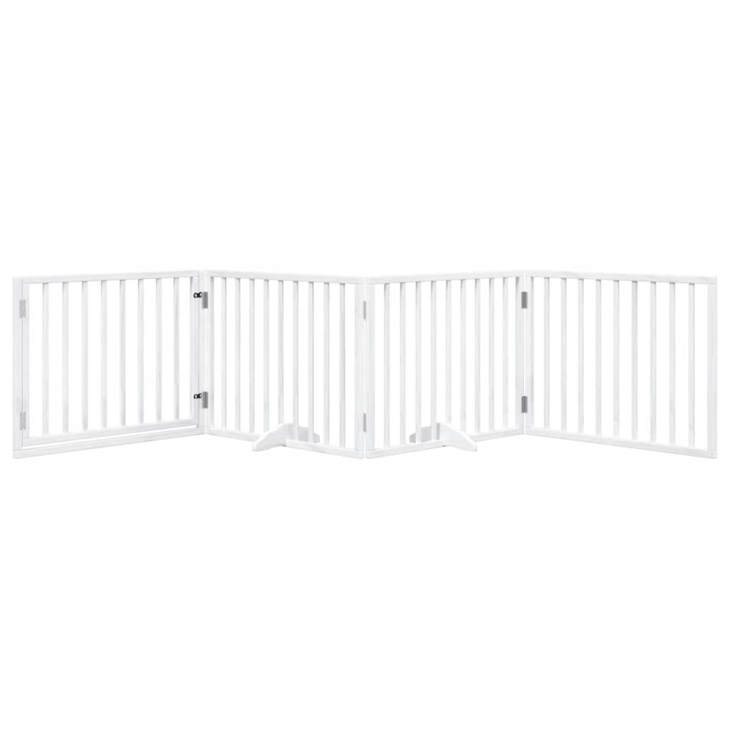 VidaXL Barrière pour chien pliable avec porte 4 panneaux 320 cm bois de peuplier blanc