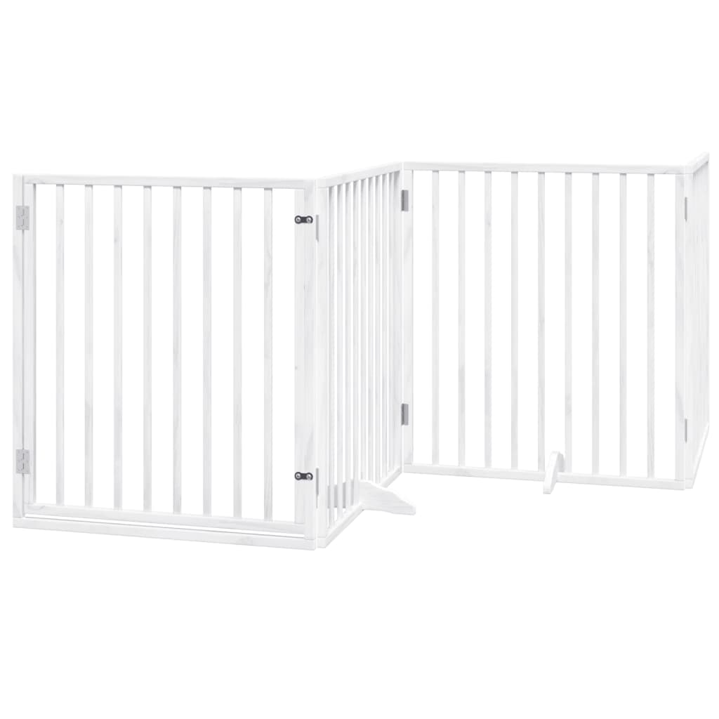 Vidaxx barrière pour chien pliable avec porte 4 panneaux 320 cm bois de peuplier blanc