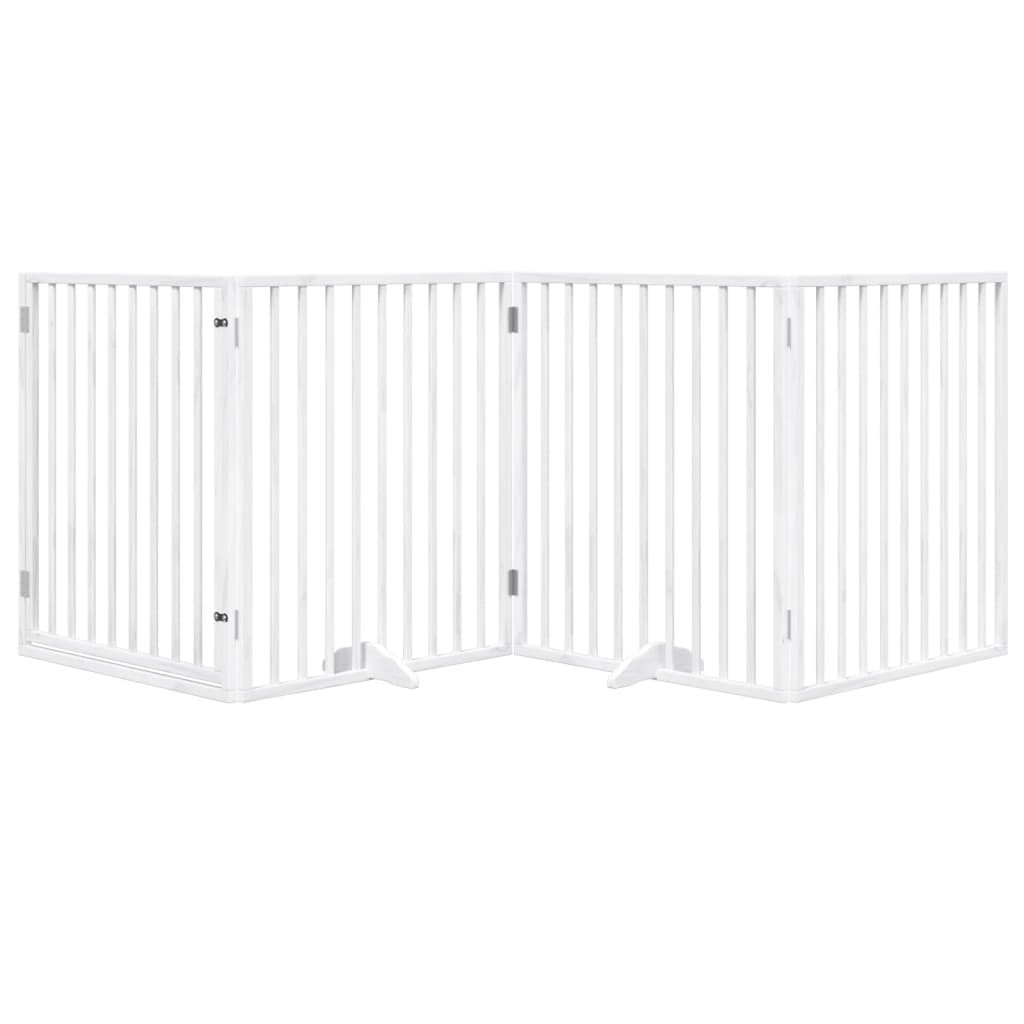 Vidaxx barrière pour chien pliable avec porte 4 panneaux 320 cm bois de peuplier blanc