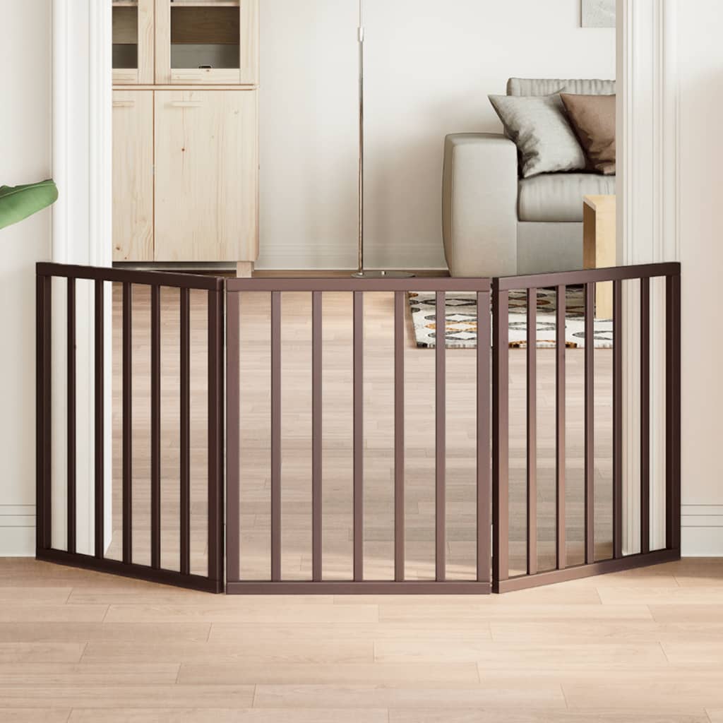 Vidaxl barrière pour chien pliable 3 panneaux 150 cm bois de peuplier marron