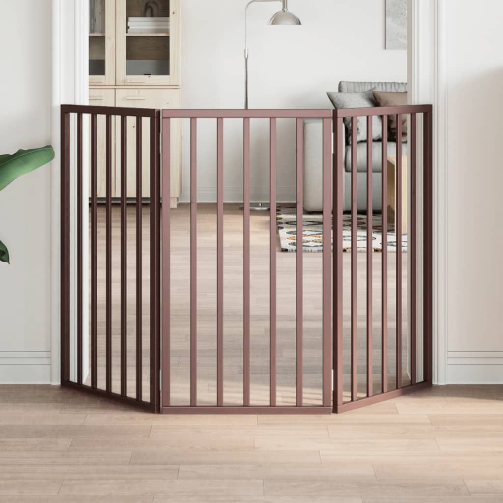 Vidaxl barrière pour chien pliable 3 panneaux 150 cm bois de peuplier marron