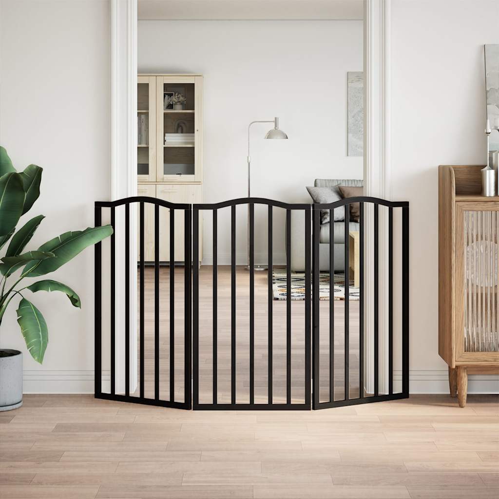 Vidaxx barrière pour chien pliable 3 panneaux 150 cm bois de peuplier noir