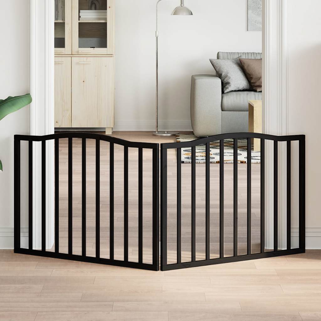 Vidaxx barrière pour chien pliable 2 panneaux 160 cm bois de peuplier noir