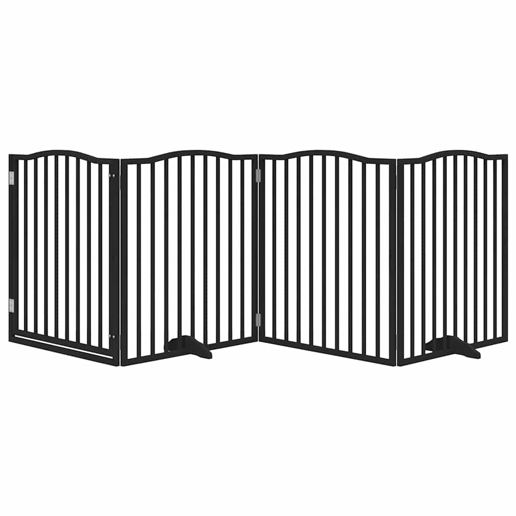 Vidaxx barrière pour chien pliable 4 panneaux 320 cm bois de peuplier noir