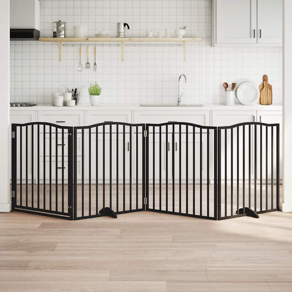 Vidaxx barrière pour chien pliable 4 panneaux 320 cm bois de peuplier noir