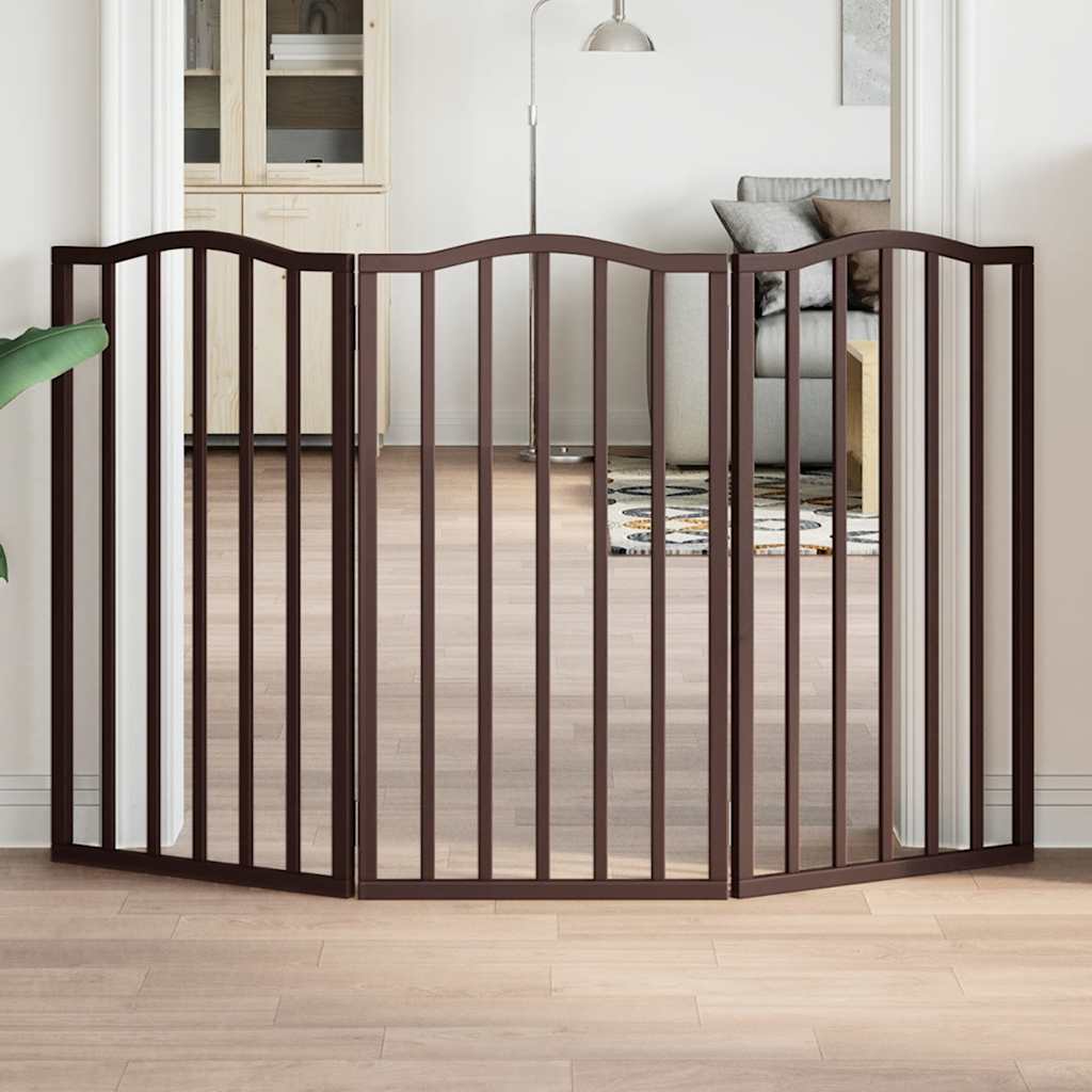 Vidaxl barrière pour chien pliable 3 panneaux 150 cm bois de peuplier chêne marron