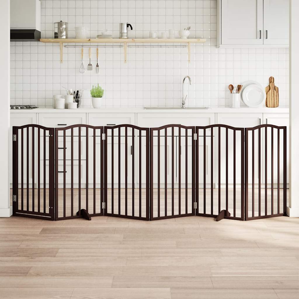 Vidaxl barrière pour chien pliable 6 panneaux 300 cm bois de peuplier chêne marron