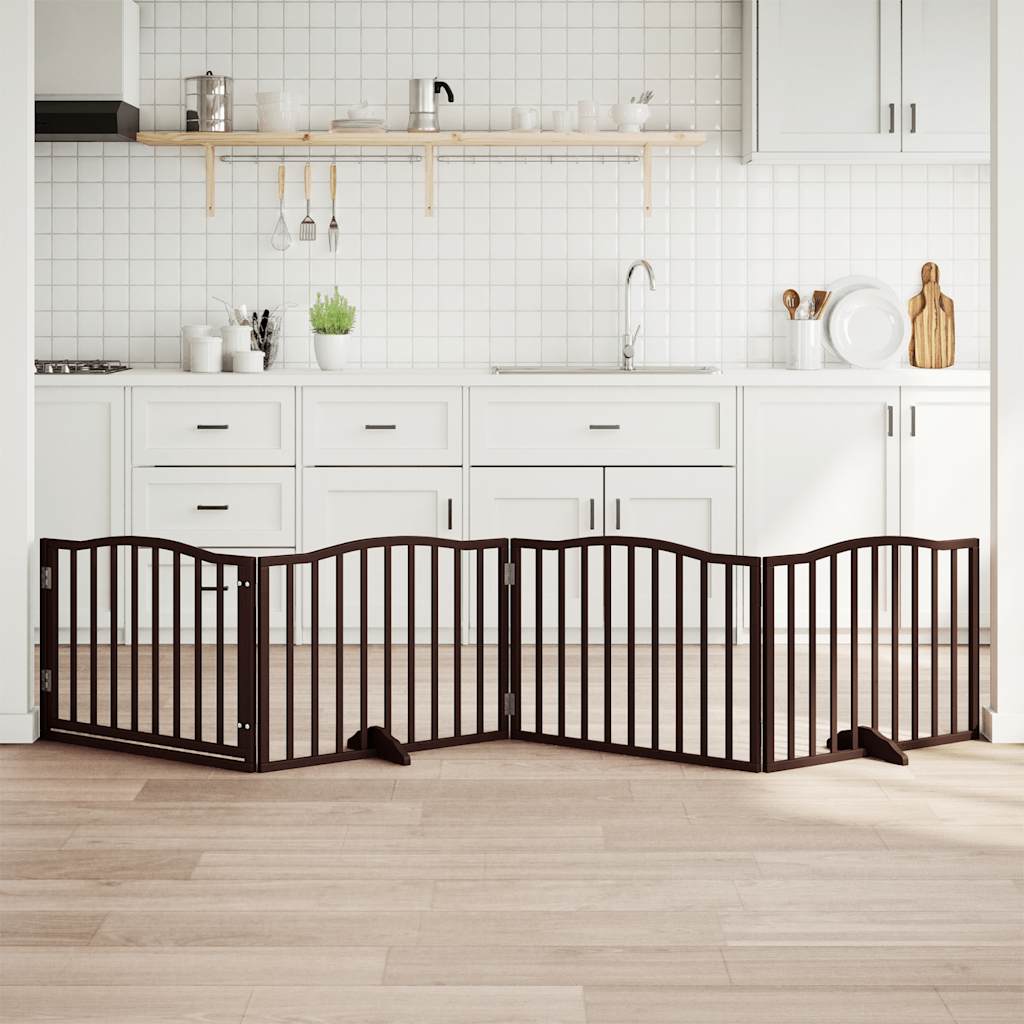 Vidaxx barrière pour chien pliable 4 panneaux 320cm bois de peuplier chêne marron