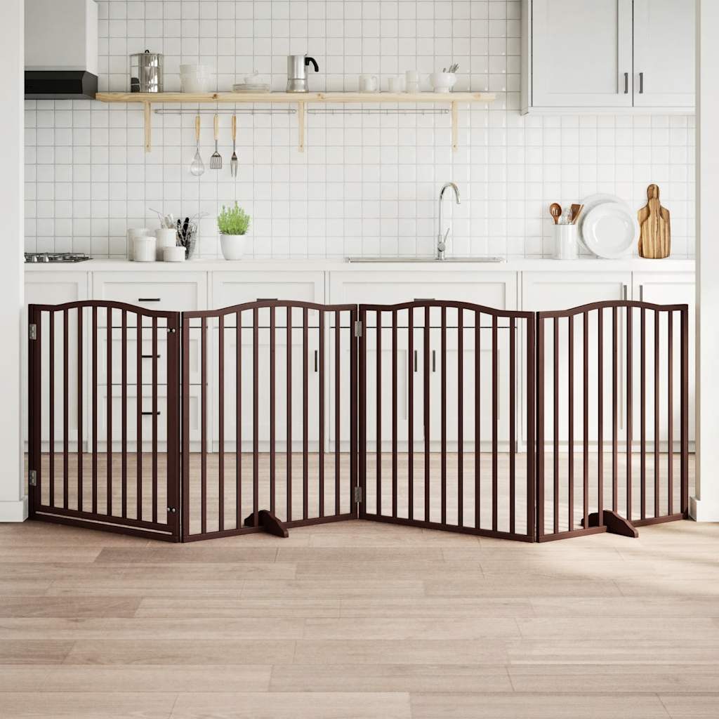 Vidaxx barrière pour chien pliable 4 panneaux 320cm bois de peuplier chêne marron