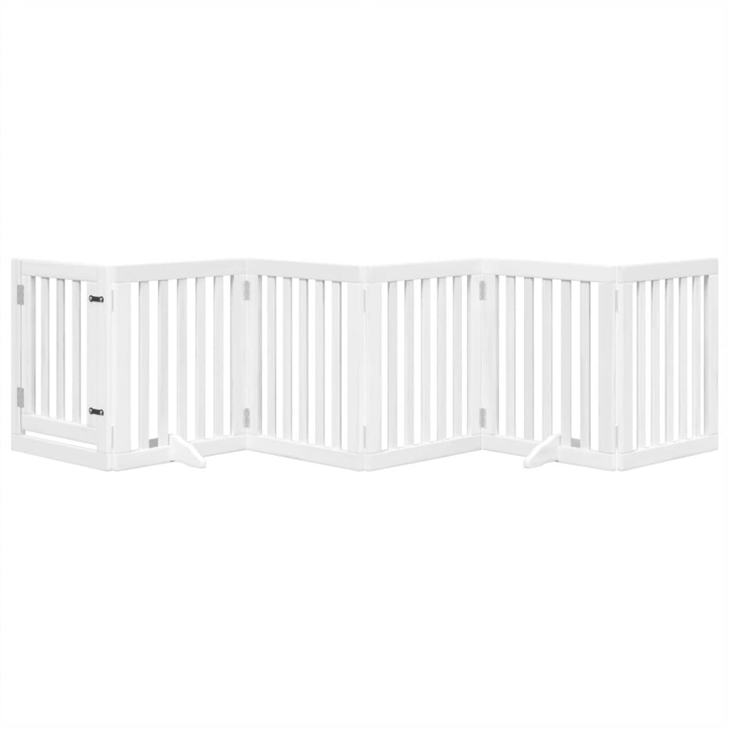 Vidaxx barrière pour chien pliable avec porte 6 panneaux 300 cm bois de peuplier blanc