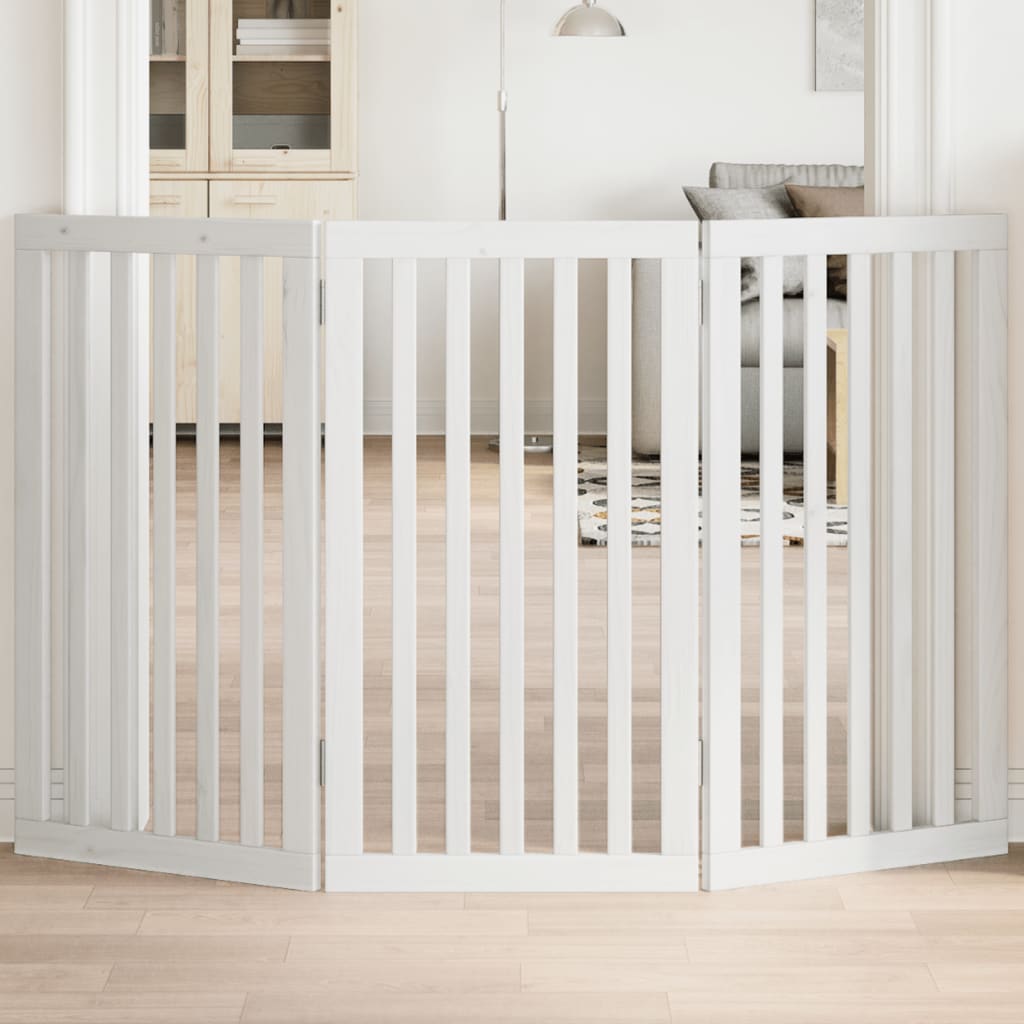 Vidaxx barrière pour chien pliable 3 panneaux 150 cm bois de peuplier blanc