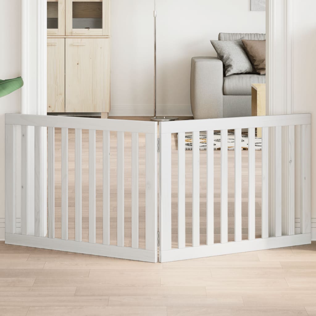Vidaxx barrière pour chien pliable 2 panneaux 160 cm bois de peuplier blanc