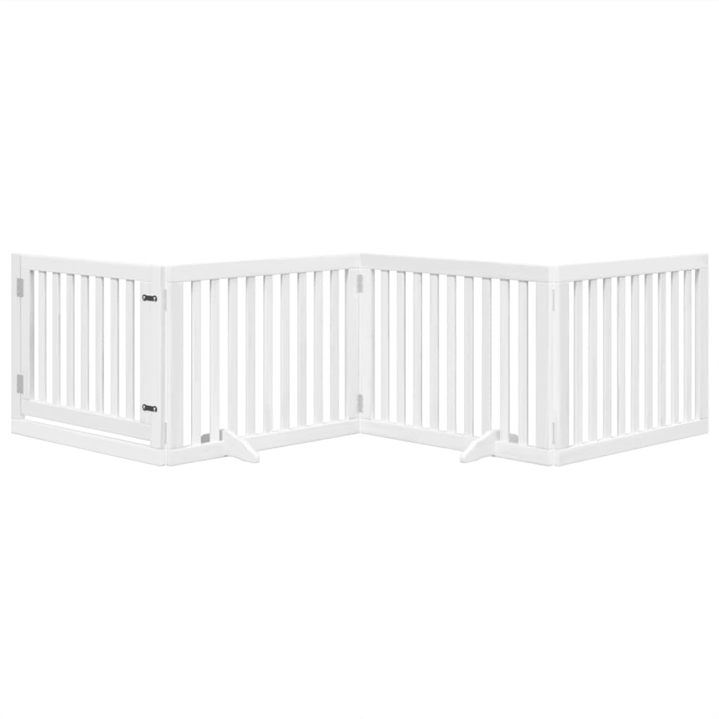 Vidaxx barrière pour chien pliable avec porte 4 panneaux 320 cm bois de peuplier blanc