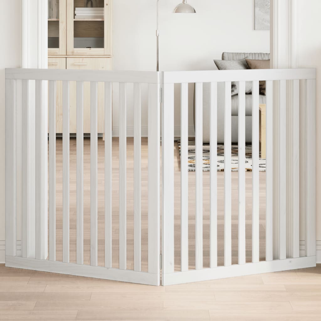 Vidaxx barrière pour chien pliable 2 panneaux 160 cm bois de peuplier blanc