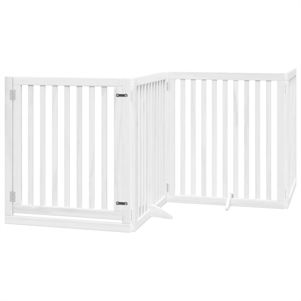 Vidaxx barrière pour chien pliable avec porte 4 panneaux 320 cm bois de peuplier blanc