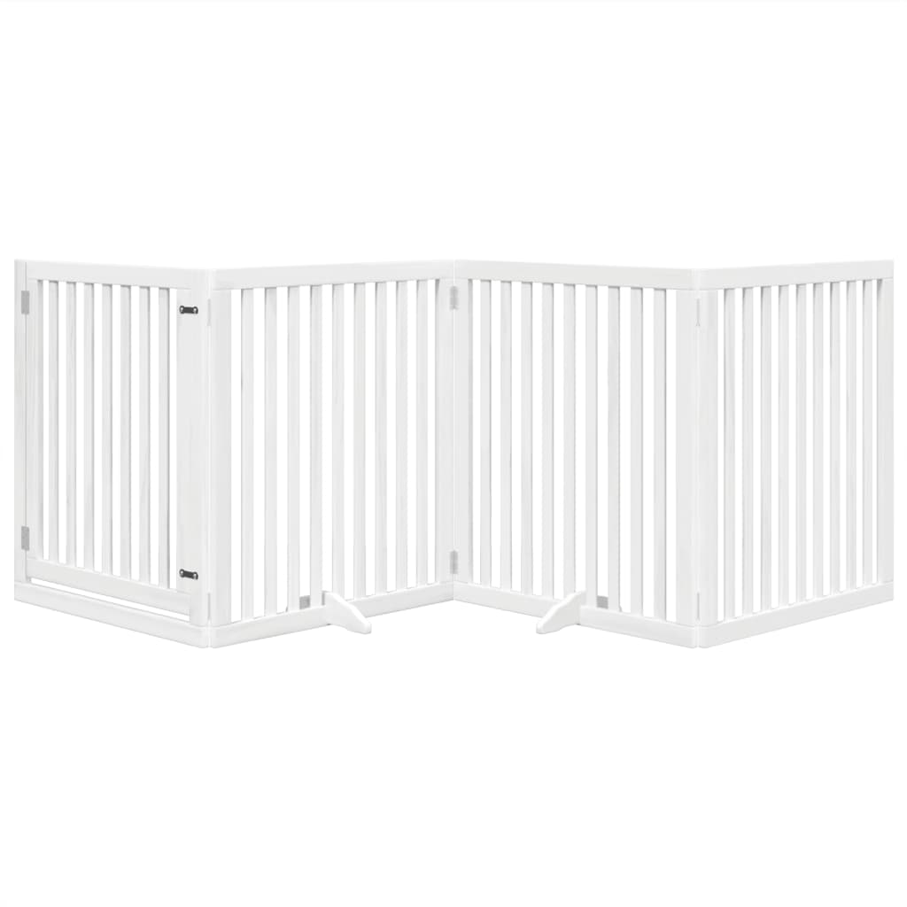 Vidaxx barrière pour chien pliable avec porte 4 panneaux 320 cm bois de peuplier blanc