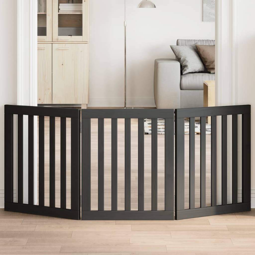 Vidaxx barrière pour chien pliable 3 panneaux 150 cm bois de peuplier noir