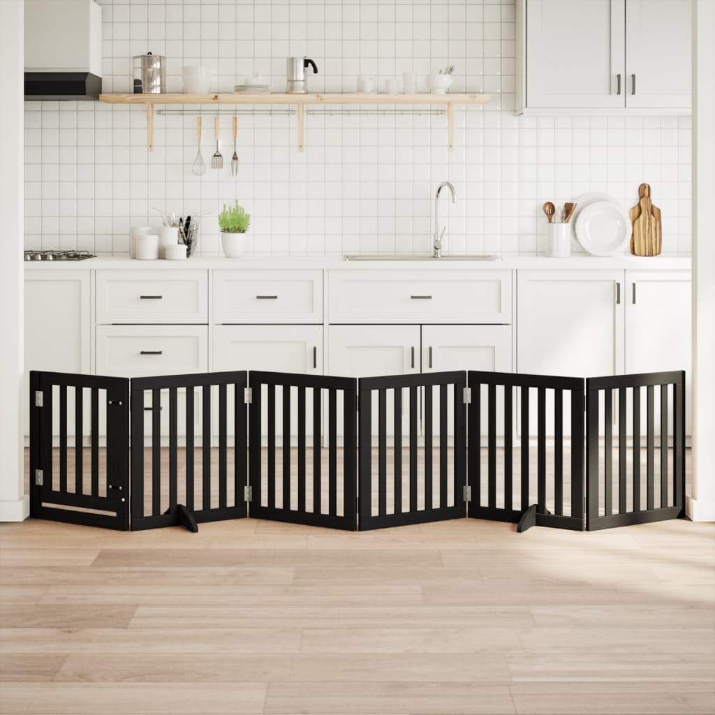 Vidaxx barrière pour chien pliable 6 panneaux 300 cm bois de peuplier noir