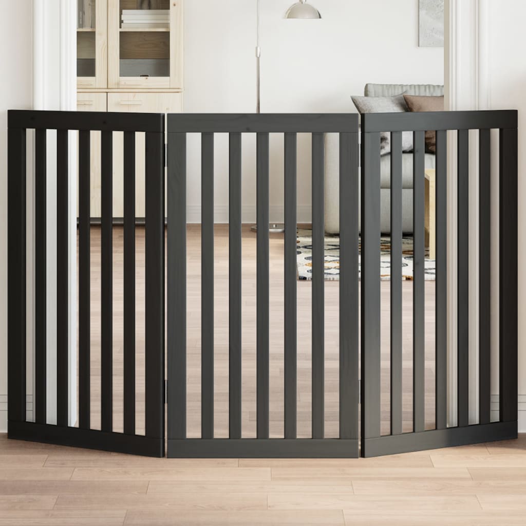 Vidaxx barrière pour chien pliable 3 panneaux 150 cm bois de peuplier noir