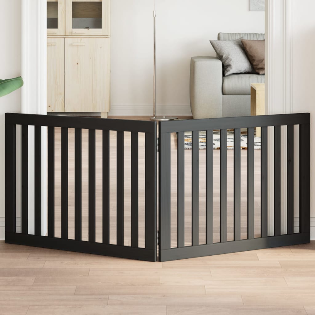 Vidaxx barrière pour chien pliable 2 panneaux 160 cm bois de peuplier noir