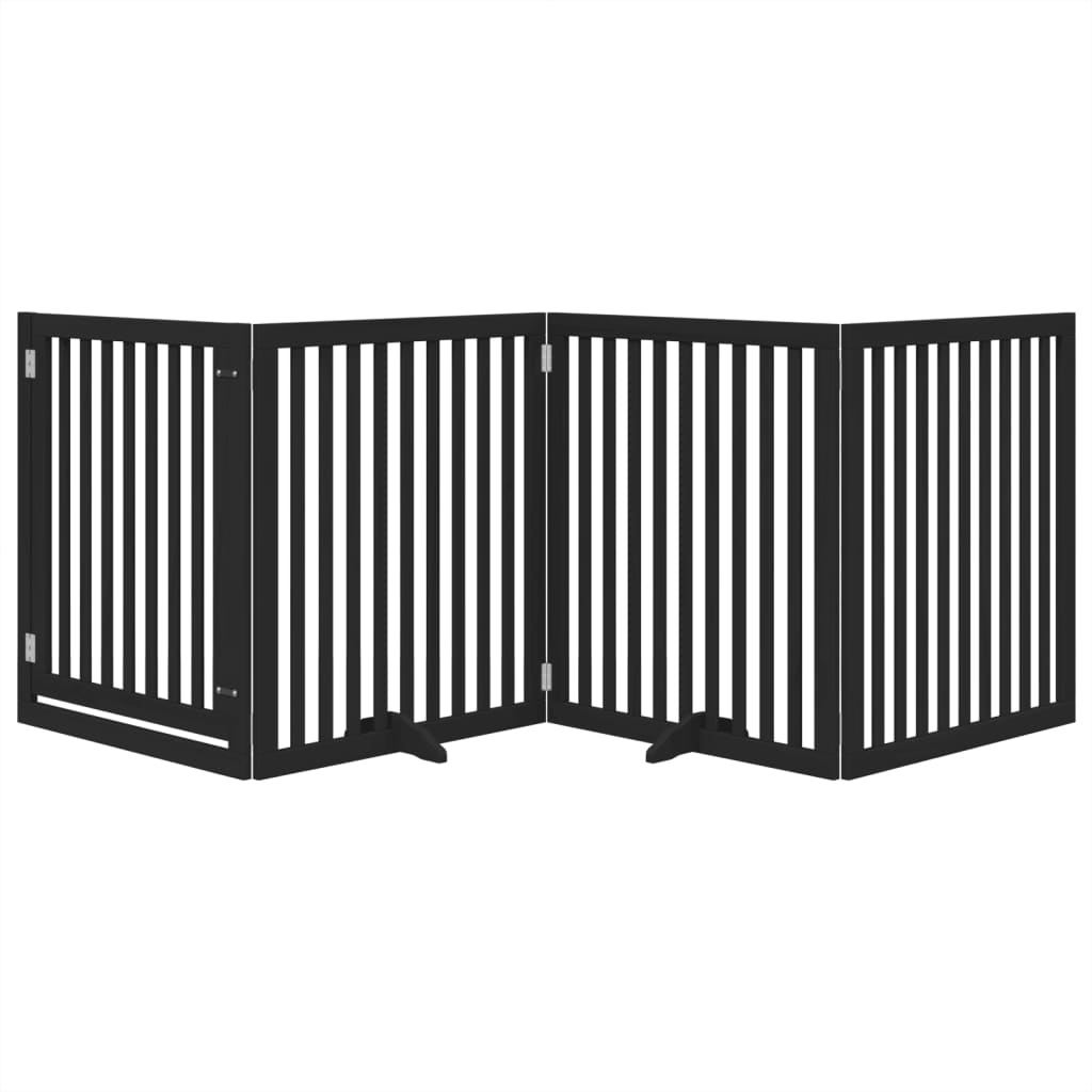 Vidaxx barrière pour chien pliable 4 panneaux 320 cm bois de peuplier noir