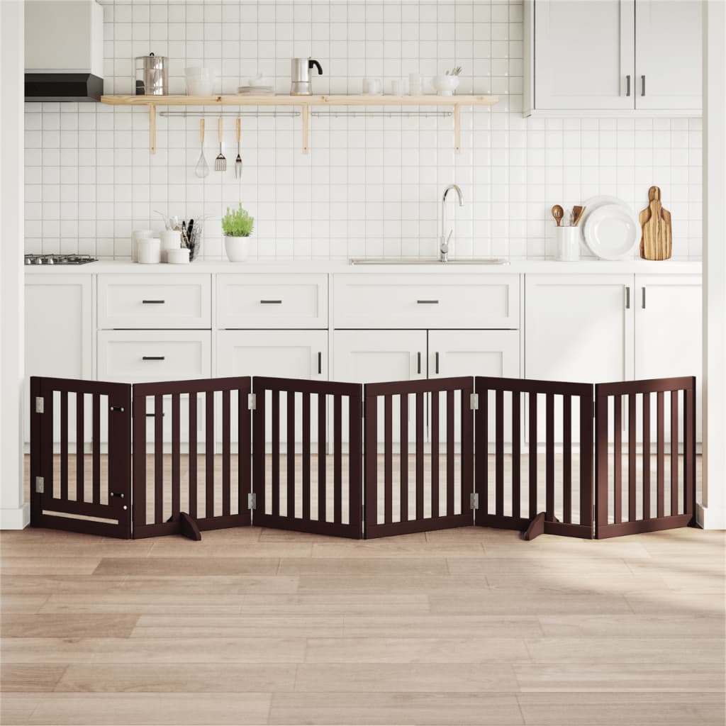 Vidaxx barrière pour chien pliable 6 panneaux 300 cm bois de peuplier marron