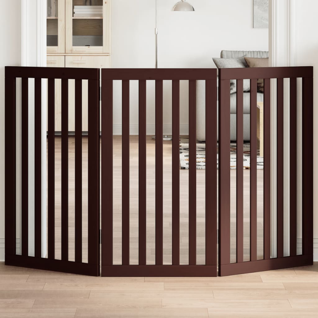 Vidaxl barrière pour chien pliable 3 panneaux 150 cm bois de peuplier marron