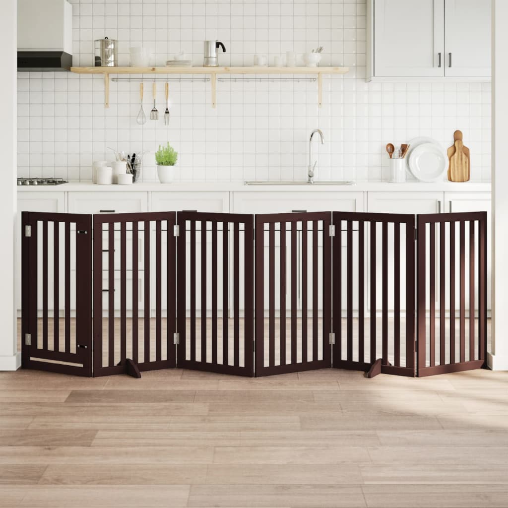 Vidaxx barrière pour chien pliable 6 panneaux 300 cm bois de peuplier marron