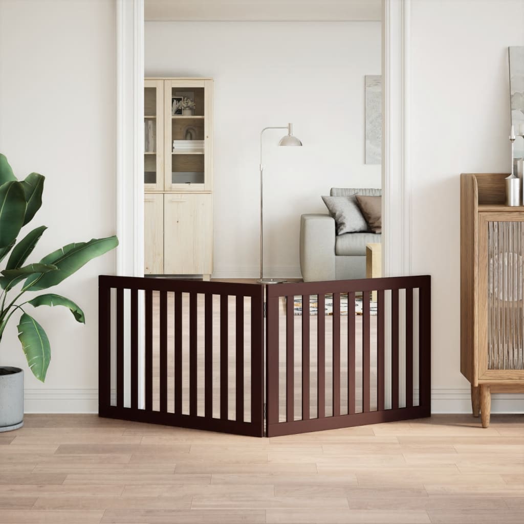 Vidaxx barrière pour chien pliable 2 panneaux 160 cm bois de peuplier marron