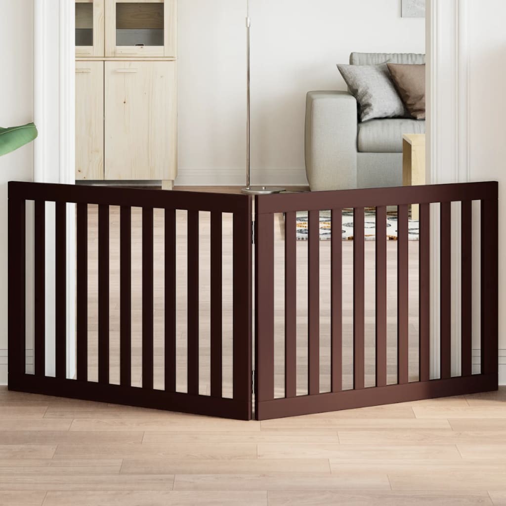Vidaxx barrière pour chien pliable 2 panneaux 160 cm bois de peuplier marron