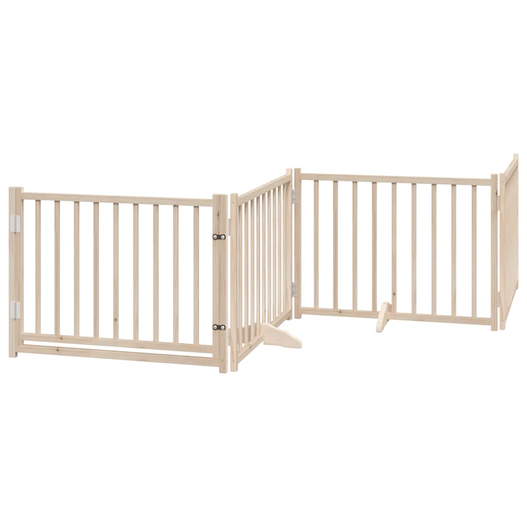 Vidaxx barrière pour chien pliable avec porte 4 panneaux 320cm bois de pin massif