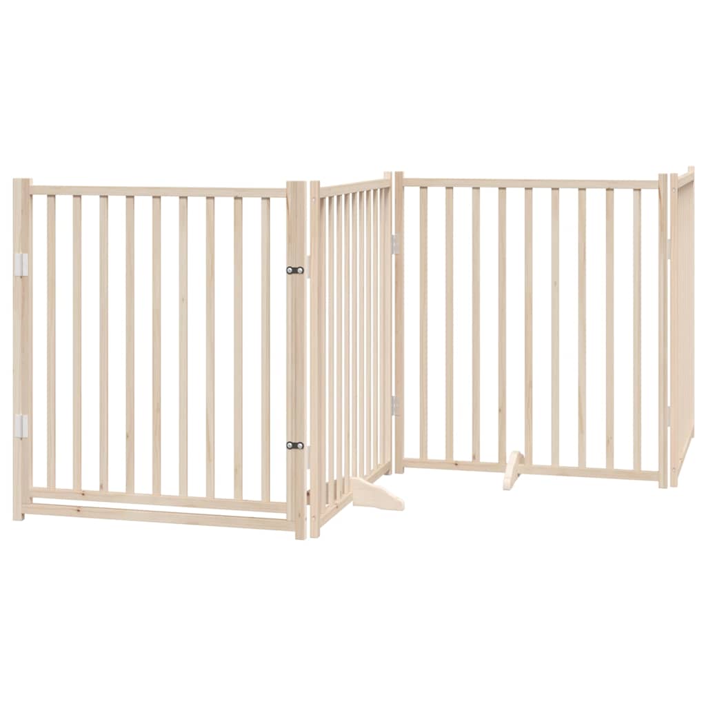 Vidaxx barrière pour chien pliable avec porte 4 panneaux 320cm bois de pin massif