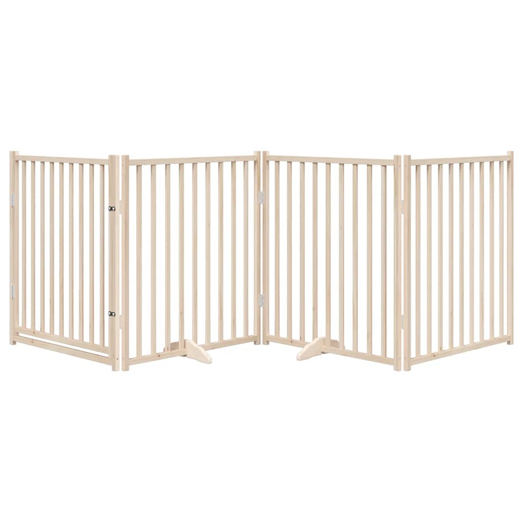 Vidaxx barrière pour chien pliable avec porte 4 panneaux 320cm bois de pin massif