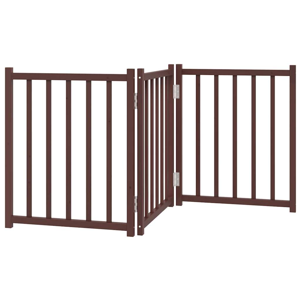 Vidaxl barrière pour chien pliable 3 panneaux 150cm pin massif chêne marron