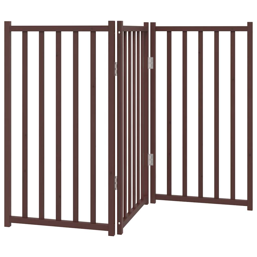 Vidaxl barrière pour chien pliable 3 panneaux 150cm pin massif chêne marron