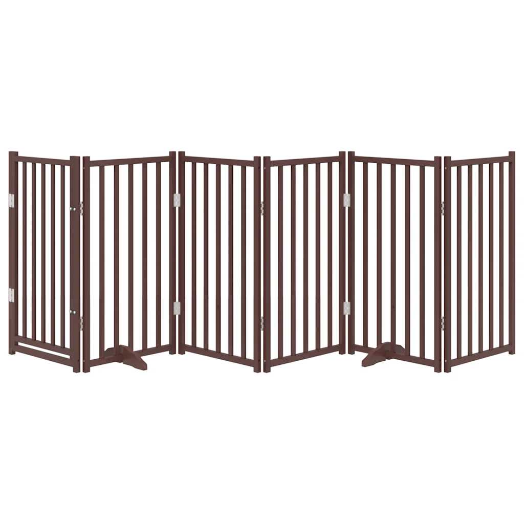 Vidaxl barrière pour chien pliable 6 panneaux 300cm pin massif chêne marron