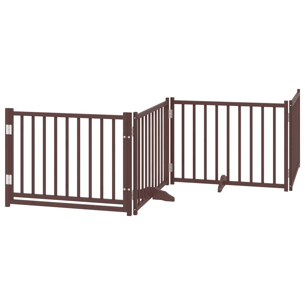 VidaXL Clôture pliable pour chien 4 panneaux 320cm pin massif chêne brun