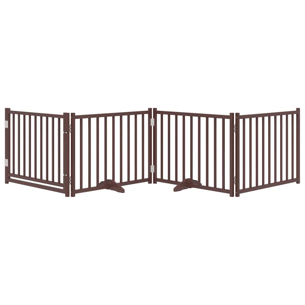 VidaXL Clôture pliable pour chien 4 panneaux 320cm pin massif chêne brun