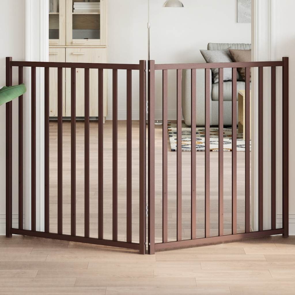Vidaxl barrière pour chien pliable 2 panneaux 160cm pin massif chêne marron