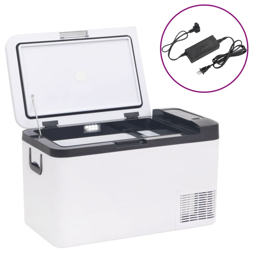 VidaXL Glacière avec poignée et adaptateur 25 L PP PE noir et blanc